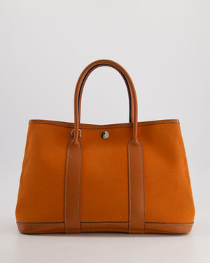 Hermès Garden Party 30cm Bag in Potiron Orange Canvas and Terre Battue Negonda Leather with Palladium Hardware