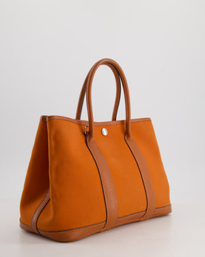 Hermès Garden Party 30cm Bag in Potiron Orange Canvas and Terre Battue Negonda Leather with Palladium Hardware