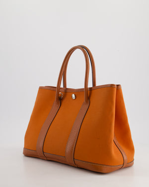 Hermès Garden Party 30cm Bag in Potiron Orange Canvas and Terre Battue Negonda Leather with Palladium Hardware