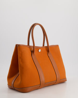 Hermès Garden Party 30cm Bag in Potiron Orange Canvas and Terre Battue Negonda Leather with Palladium Hardware