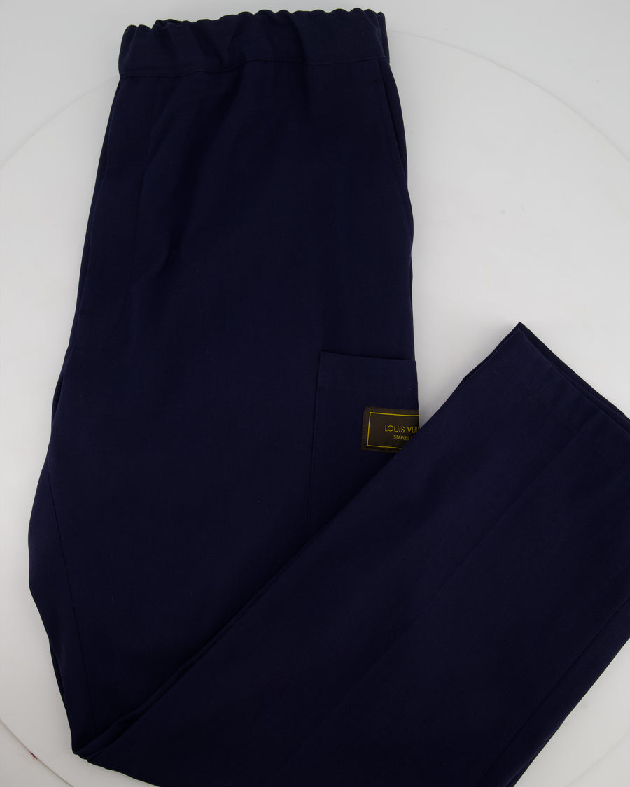 Louis Vuitton Menswear Navy Drawstring Trousers with Logo Patch Detail Size FR 46 (UK XL)