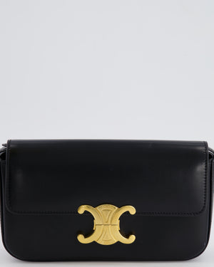 Celine Black Claude Shoulder Bag in Shiny Calfskin with Gold Hardware RRP £2150