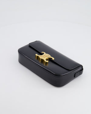 Celine Black Claude Shoulder Bag in Shiny Calfskin with Gold Hardware RRP £2150