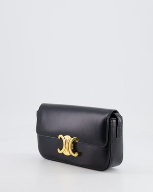 Celine Black Claude Shoulder Bag in Shiny Calfskin with Gold Hardware RRP £2150