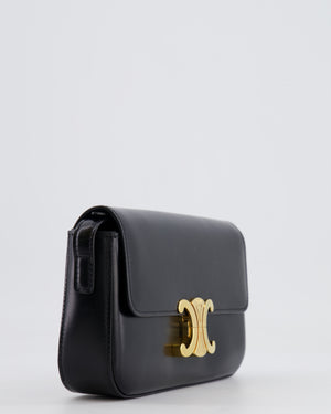 Celine Black Claude Shoulder Bag in Shiny Calfskin with Gold Hardware RRP £2150