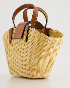 Celine Teen Couffin Basket Bag in Wicker and Neutral Calfskin Leather with Gold Logo