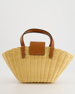 Celine Teen Couffin Basket Bag in Wicker and Neutral Calfskin Leather with Gold Logo