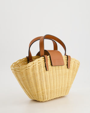 Celine Teen Couffin Basket Bag in Wicker and Neutral Calfskin Leather with Gold Logo