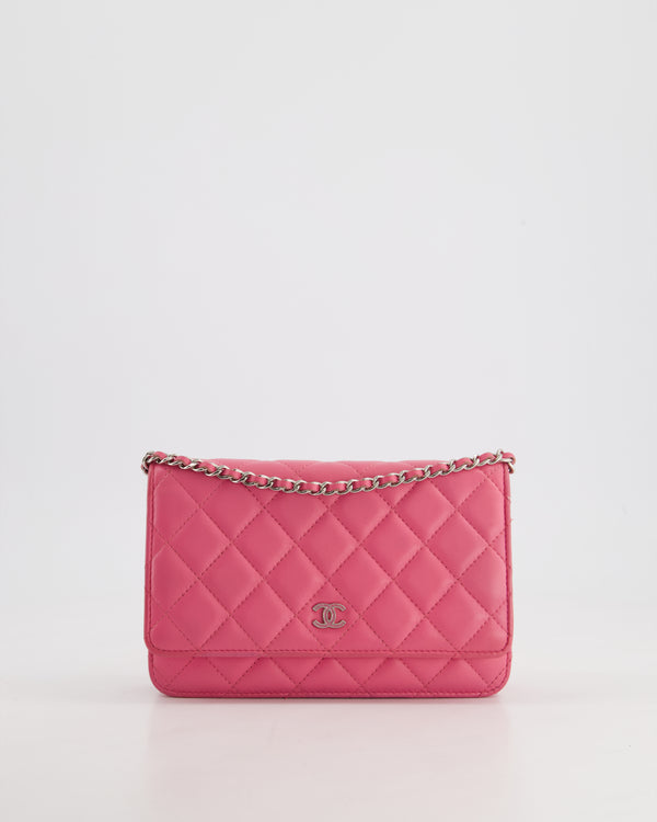 Chanel Hot Pink Lambskin Wallet on Chain Bag with Silver Hardware