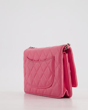 Chanel Hot Pink Lambskin Wallet on Chain Bag with Silver Hardware