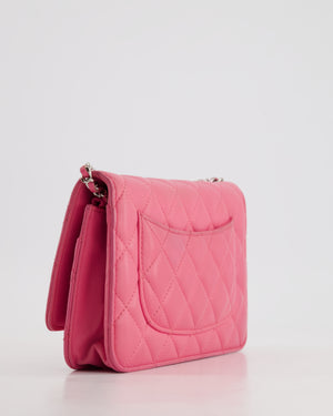 Chanel Hot Pink Lambskin Wallet on Chain Bag with Silver Hardware