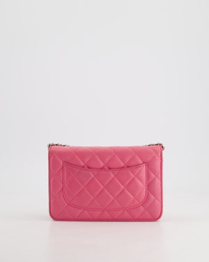 Chanel Hot Pink Lambskin Wallet on Chain Bag with Silver Hardware