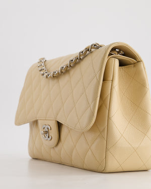 Chanel Beige Jumbo Classic Double Flap Bag in Caviar Leather with Silver Hardware RRP £9,240