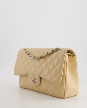 Chanel Beige Jumbo Classic Double Flap Bag in Caviar Leather with Silver Hardware RRP £9,240