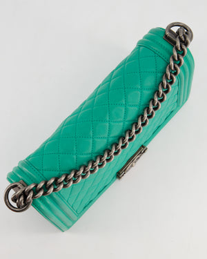 *HOT* Chanel Mint Green Medium Boy Bag in Calfskin Leather with Ruthenium Hardware