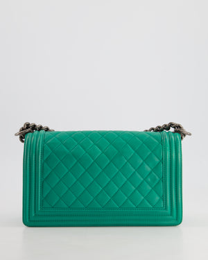 *HOT* Chanel Mint Green Medium Boy Bag in Calfskin Leather with Ruthenium Hardware