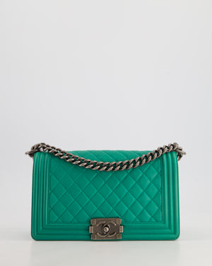 *HOT* Chanel Mint Green Medium Boy Bag in Calfskin Leather with Ruthenium Hardware