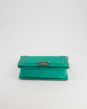 *HOT* Chanel Mint Green Medium Boy Bag in Calfskin Leather with Ruthenium Hardware