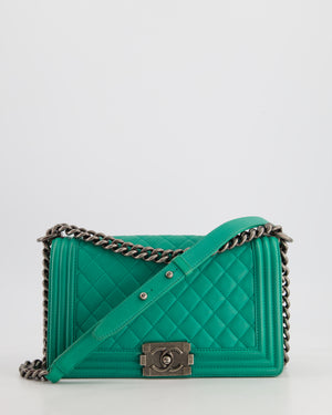 *HOT* Chanel Mint Green Medium Boy Bag in Calfskin Leather with Ruthenium Hardware