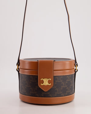 Celine Calfskin Triomphe Canvas Medium Tambour Bag