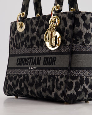 Christian Dior Medium Lady D-Lite in Grey 
Black Mizza Embroidery with Champagne Gold Hardware RRP £3700