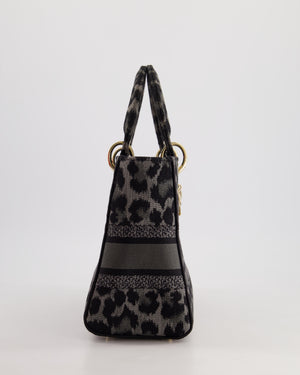 Christian Dior Medium Lady D-Lite in Grey 
Black Mizza Embroidery with Champagne Gold Hardware RRP £3700