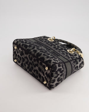 Christian Dior Medium Lady D-Lite in Grey 
Black Mizza Embroidery with Champagne Gold Hardware RRP £3700