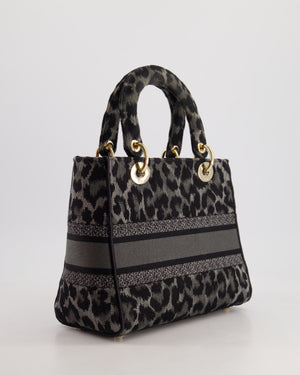 Christian Dior Medium Lady D-Lite in Grey 
Black Mizza Embroidery with Champagne Gold Hardware RRP £3700