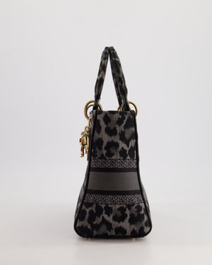 Christian Dior Medium Lady D-Lite in Grey 
Black Mizza Embroidery with Champagne Gold Hardware RRP £3700