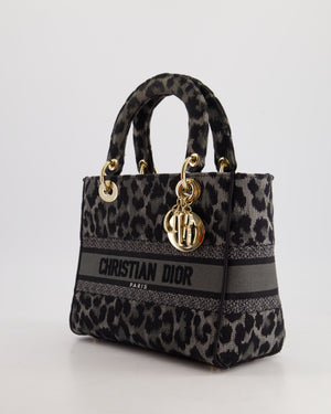 Christian Dior Medium Lady D-Lite in Grey 
Black Mizza Embroidery with Champagne Gold Hardware RRP £3700