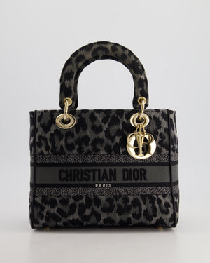 Christian Dior Medium Lady D-Lite in Grey 
Black Mizza Embroidery with Champagne Gold Hardware RRP £3700