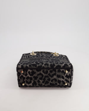 Christian Dior Medium Lady D-Lite in Grey 
Black Mizza Embroidery with Champagne Gold Hardware RRP £3700