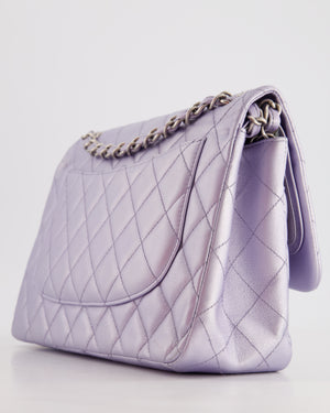 Chanel Iridescent Lilac Purple Jumbo Classic Double Flap Bag in Lambskin Leather with Brushed Silver Hardware RRP £9,240