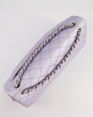 Chanel Iridescent Lilac Purple Jumbo Classic Double Flap Bag in Lambskin Leather with Brushed Silver Hardware RRP £9,240