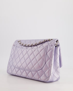 Chanel Iridescent Lilac Purple Jumbo Classic Double Flap Bag in Lambskin Leather with Brushed Silver Hardware RRP £9,240