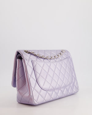 Chanel Iridescent Lilac Purple Jumbo Classic Double Flap Bag in Lambskin Leather with Brushed Silver Hardware RRP £9,240