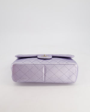 Chanel Iridescent Lilac Purple Jumbo Classic Double Flap Bag in Lambskin Leather with Brushed Silver Hardware RRP £9,240