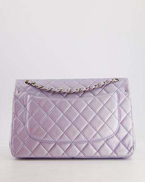 Chanel Iridescent Lilac Purple Jumbo Classic Double Flap Bag in Lambskin Leather with Brushed Silver Hardware RRP £9,240