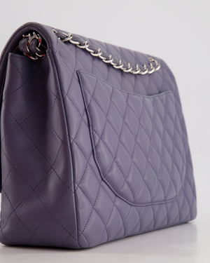 Chanel Lavander Purple Maxi Classic Double Flap Bag in Lambskin Leather with Silver Hardware