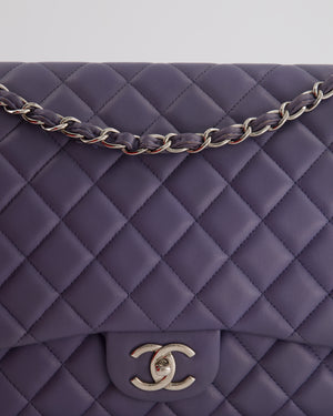 Chanel Lavander Purple Maxi Classic Double Flap Bag in Lambskin Leather with Silver Hardware