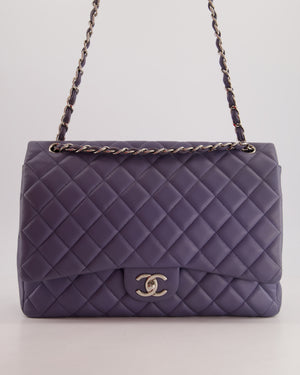 Chanel Lavander Purple Maxi Classic Double Flap Bag in Lambskin Leather with Silver Hardware