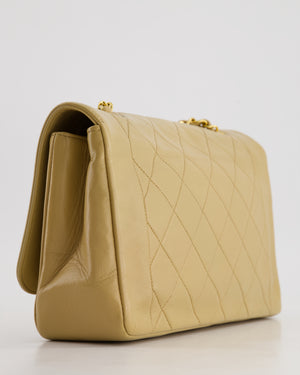 Chanel Vintage Beige Diana Flap Bag in Lambskin Leather with 24K Gold Hardware