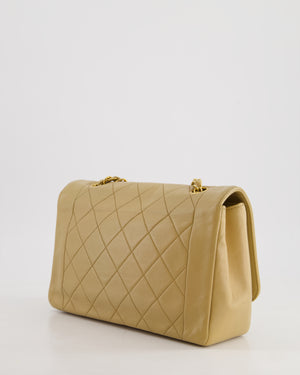 Chanel Vintage Beige Diana Flap Bag in Lambskin Leather with 24K Gold Hardware