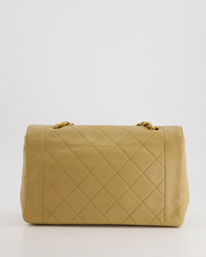 Chanel Vintage Beige Diana Flap Bag in Lambskin Leather with 24K Gold Hardware