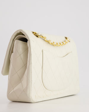 *FIRE PRICE* Chanel Vintage White Medium Classic Double Flap Bag in Lambskin Leather with 24K Gold Hardware