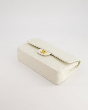 *FIRE PRICE* Chanel Vintage White Medium Classic Double Flap Bag in Lambskin Leather with 24K Gold Hardware