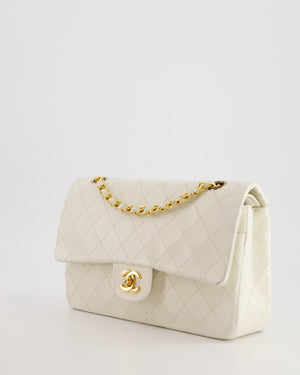 *FIRE PRICE* Chanel Vintage White Medium Classic Double Flap Bag in Lambskin Leather with 24K Gold Hardware