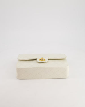 *FIRE PRICE* Chanel Vintage White Medium Classic Double Flap Bag in Lambskin Leather with 24K Gold Hardware