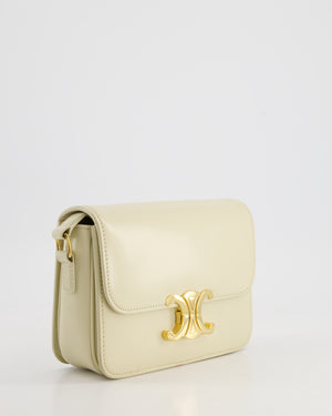 Celine Cream Teen Triomphe Bag in Shiny Calfskin Leather with Gold Hardware