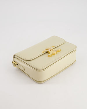 Celine Cream Teen Triomphe Bag in Shiny Calfskin Leather with Gold Hardware